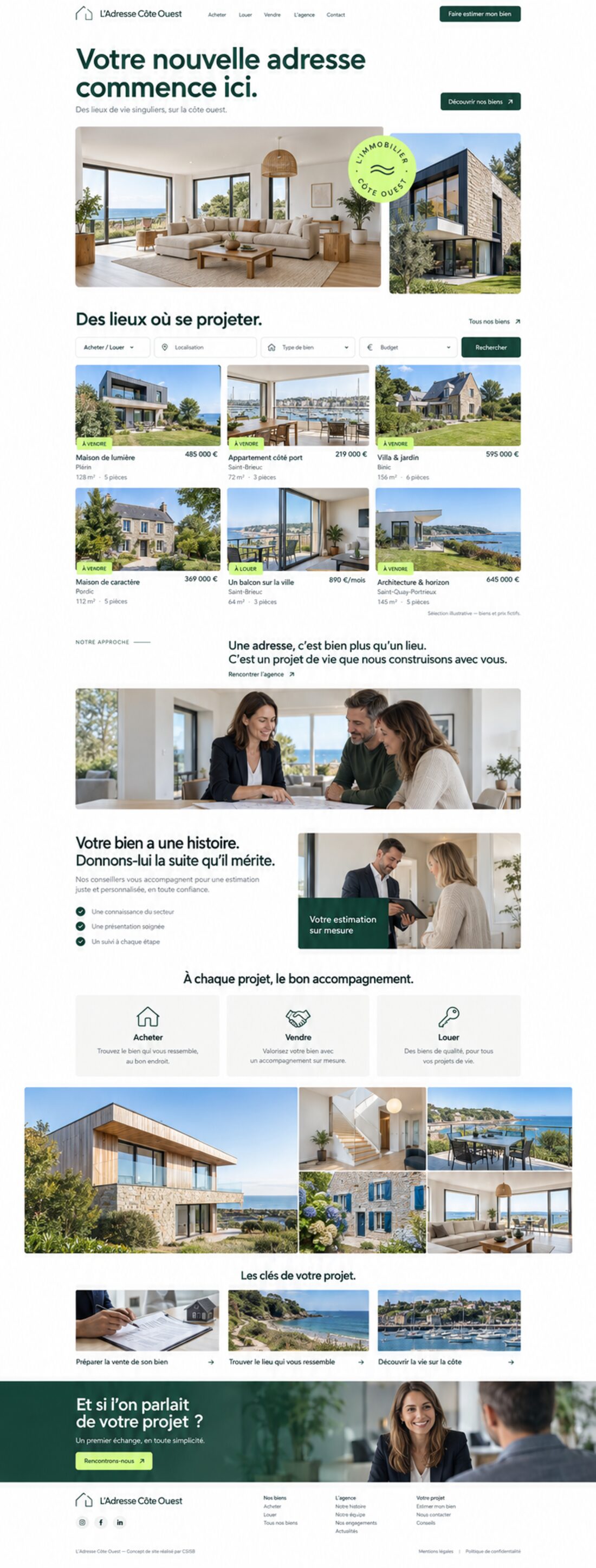 Aperçu du site L’Adresse Côte Ouest